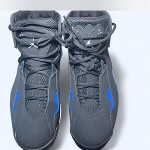 Jordan Black High-Top Sneakers with Blue Accents